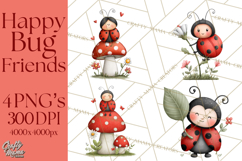 Happy Bug Friends Clipart, Ladybugs, Bees, Butterflies Png Product Image 1