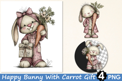 Happy Bunny With Carrot Gift Clipart Product Image 1