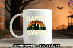 Happy Camper PNG Retro Mountain Outdoor Adventure Design