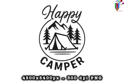 Happy Camper PNG Tent Mountain Outdoor Adventure Design