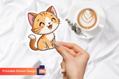 Happy Cat Sticker, Kawaii Happy Cat Sticker Product Image 1