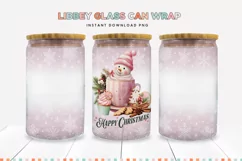 Happy Christmas Snowman Glass Can Sublimation PNG Product Image 1