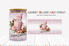 Happy Christmas Snowman Glass Can Sublimation PNG Product Image 2