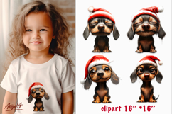Christmas dog clipart Sad dog sublimation Dachshund clipart Product Image 1