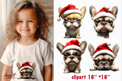 Christmas dog clipart Sad dog sublimation French Bulldog PNG Product Image 1