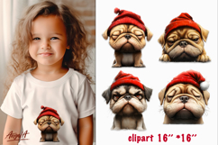 Christmas dog clipart Sad dog sublimation Shar pei puppy Product Image 1