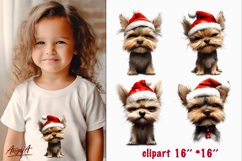 Christmas dog clipart Sad dog sublimation Yorkshire terrier Product Image 1