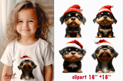Christmas dog clipart Sad dog sublimation rottweiler clipart Product Image 1