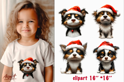 Christmas dog clipart Sad Australian Shepherd sublimation Product Image 1