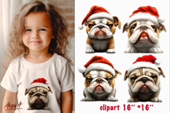 Christmas dog clipart Sad English bulldog sublimation Product Image 1
