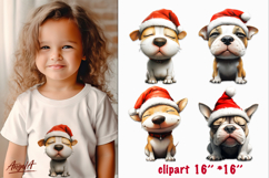 Christmas dog clipart Bullterrier in Santa hat sublimation Product Image 1