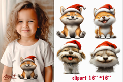 Christmas dog clipart Happy Akita sublimation, Shih tzu PNG Product Image 1