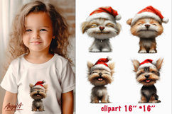 Christmas dog clipart Happy Yorkshire terrier sublimation Product Image 1