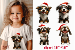 Happy Christmas dog clipart Cute Australian shepherd PNG Product Image 1
