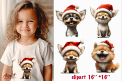 Happy Christmas dog clipart Cute Chihuahua, Chow chow PNG Product Image 1