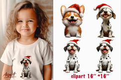 Happy Christmas dog clipart Cute Dalmatian, Shiba Inu PNG Product Image 1