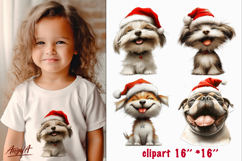 Happy Christmas dog clipart Cute Shih tzu PNG Product Image 1