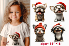 Christmas dog clipart Cute puppy Happy French Bulldog Product Image 1
