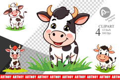 Happy Cow Face Clipart Product Image 1