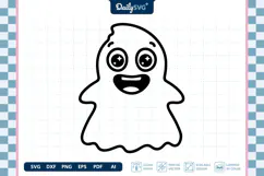 Happy Cute Ghost SVG Halloween Kawaii Spooky Cut File Product Image 3