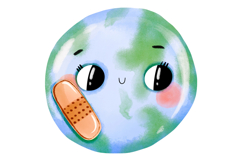 Cute Earth Day Clipart Set, Kawaii Planet Characters Save Product Image 2