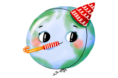 Cute Earth Day Clipart Set, Kawaii Planet Characters Save Product Image 3