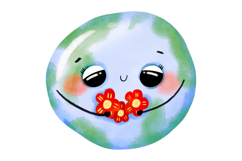 Cute Earth Day Clipart Set, Kawaii Planet Characters Save Product Image 4
