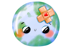 Cute Earth Day Clipart Set, Kawaii Planet Characters Save Product Image 5