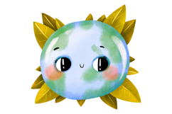 Cute Earth Day Clipart Set, Kawaii Planet Characters Save Product Image 6