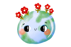 Cute Earth Day Clipart Set, Kawaii Planet Characters Save Product Image 7