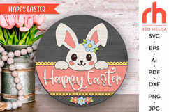 happy easter svg, easter bunny svg, peeking easter rabbit, farmhouse easter, welcome sign svg, easter door sign, spring hanging sign, laser cut file, layered sign svg, easter gift, farm easter svg, glowforge cut file, cricut cut file, countryside sign svg