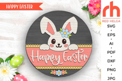 happy easter svg, easter bunny svg, peeking easter rabbit, farmhouse easter, welcome sign svg, easter door sign, spring hanging sign, laser cut file, layered sign svg, easter gift, farm easter svg, glowforge cut file, cricut cut file, countryside sign svg