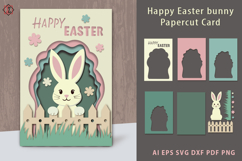Happy Easter Bunny Papercut Card / SVG Product Image 1
