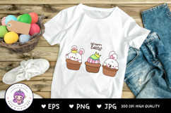 Cute bunny clipart in flower pot kawaii animals easter day Product Image 2