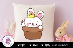 Cute bunny clipart in flower pot kawaii animals easter day Product Image 3