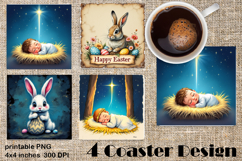 Happy Easter bunny Square Coaster Sublimation Product Image 1