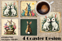 Happy Easter bunny Square Coaster Sublimation Product Image 1