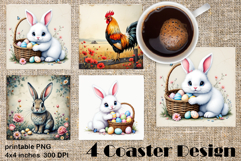 Happy Easter bunny Square Coaster Sublimation Product Image 1