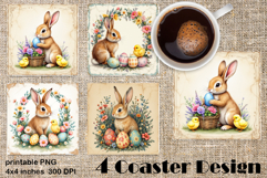 Happy Easter bunny Square Coaster Sublimation Product Image 1