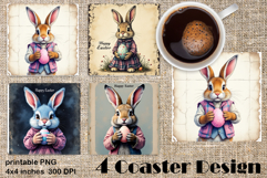 Happy Easter bunny Square Coaster Sublimation Product Image 1