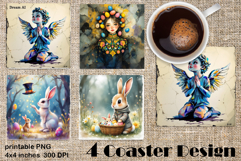 Happy Easter bunny Square Coaster Sublimation Product Image 1