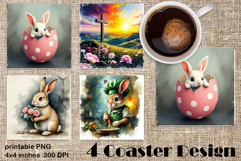 Happy Easter bunny Square Coaster Sublimation Product Image 1