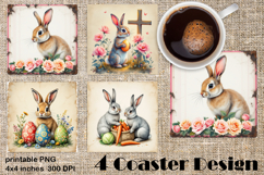 Happy Easter bunny Square Coaster Sublimation Product Image 1