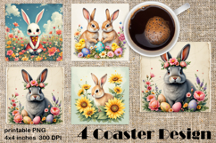 Happy Easter bunny Square Coaster Sublimation Product Image 1