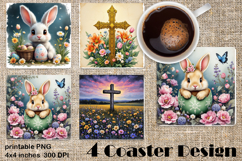 Happy Easter bunny Square Coaster Sublimation Product Image 1