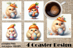 Happy Easter Square Coaster Sublimation Product Image 1