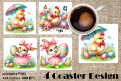 Happy Easter Square Coaster Sublimation Product Image 1