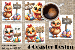 Happy Easter Square Coaster Sublimation Product Image 1