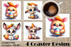 Happy Easter Square Coaster Sublimation Product Image 1