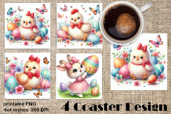 Happy Easter Square Coaster Sublimation Product Image 1